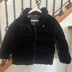 Black velvet Ralph Lauren coat in size 5.